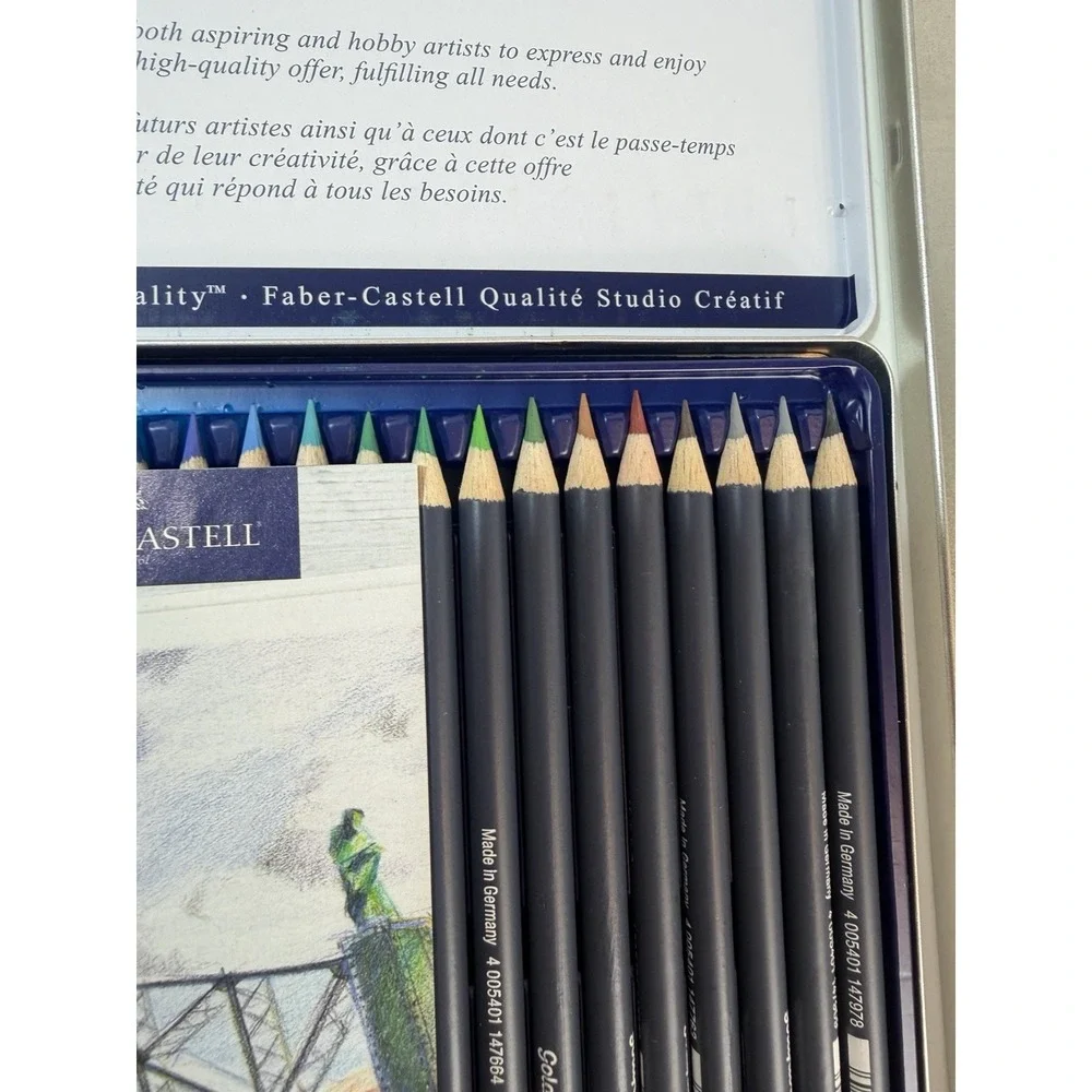 Lot of 2 Winsor & Newton & Faber-Castell Goldfaber 24 Colored Pencils Set Tins⁠